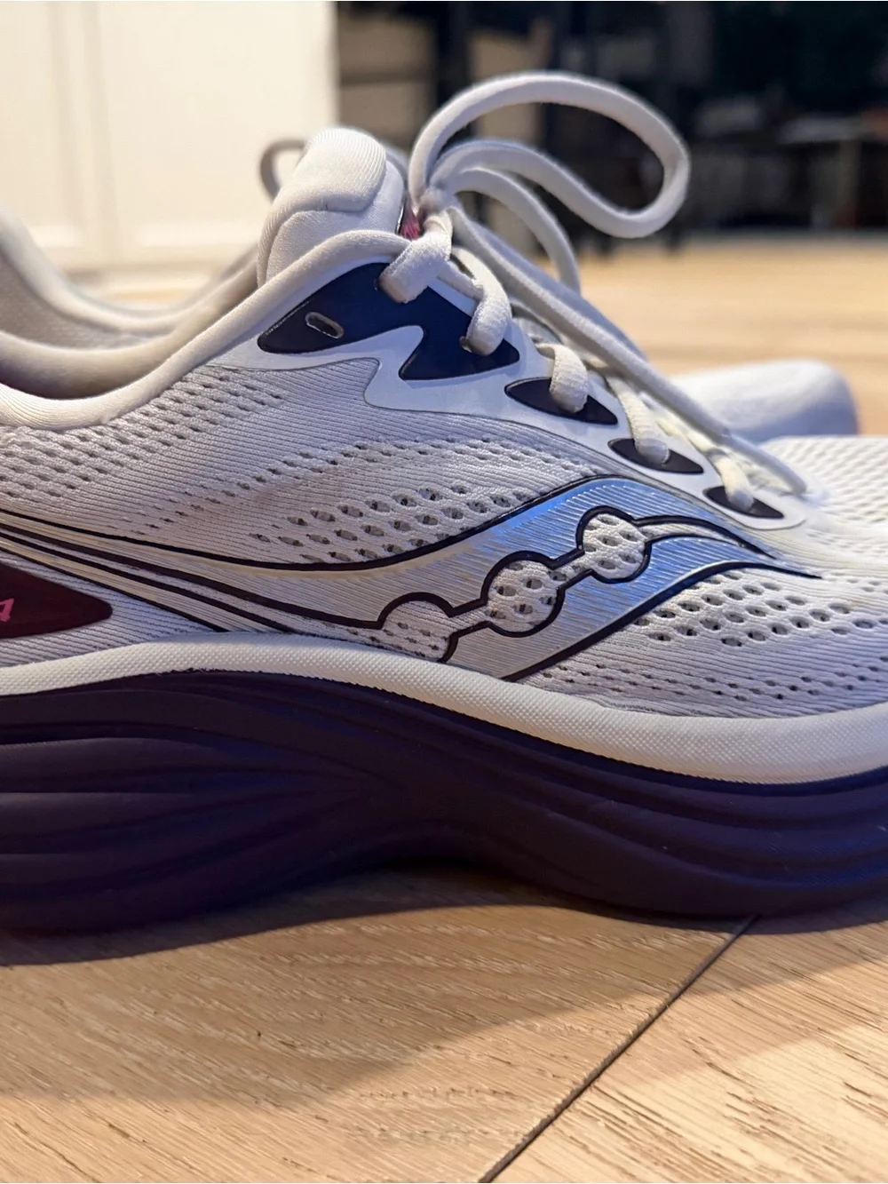 Saucony White and Purple Women's Running Sneakers
